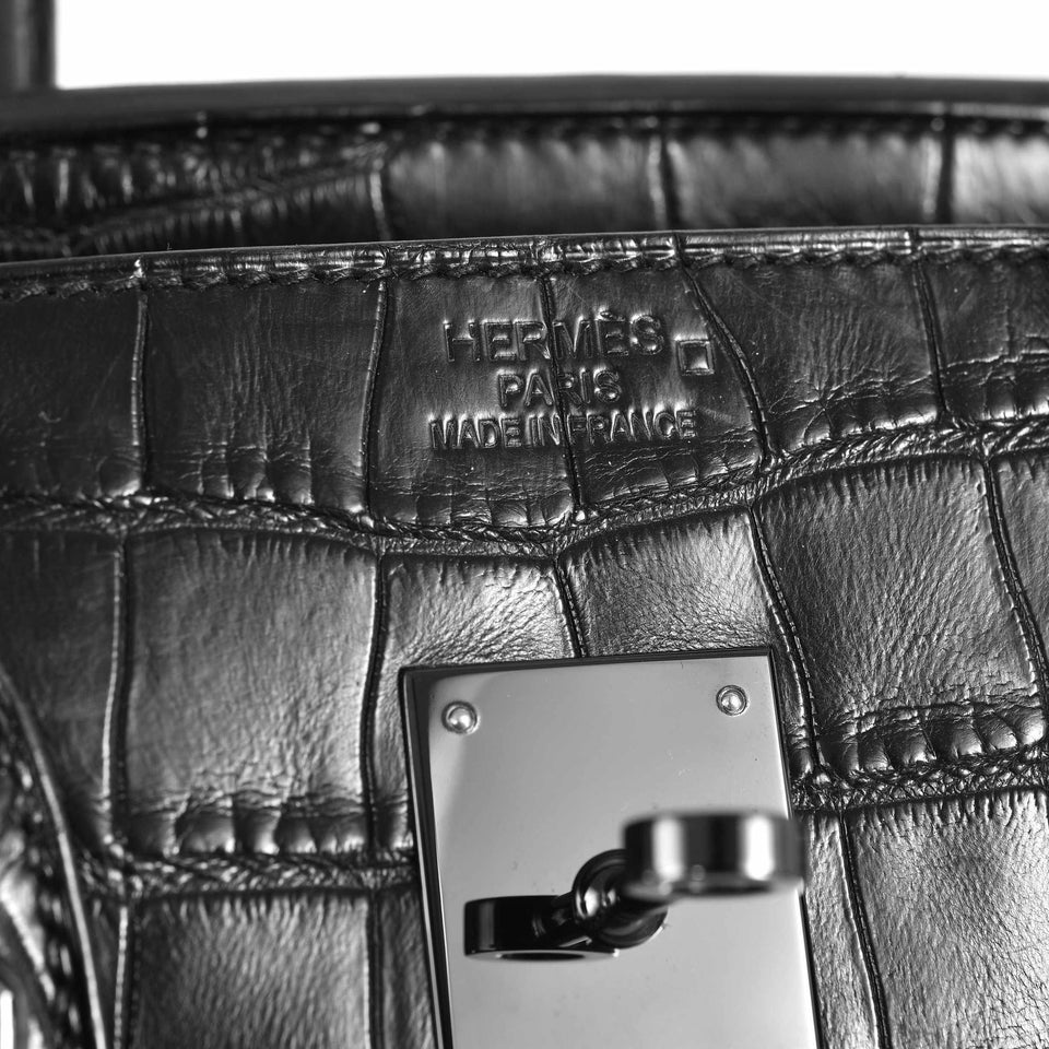 Hermes Birkin 35 So Black Alligator Black Matte Black Hardware
