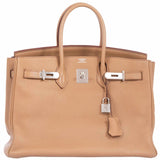 Hermes Birkin 35 Tabac Clemence Palladium Hardware