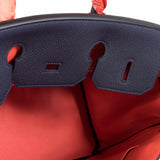 Hermes Birkin 35 Verso Blue Nuit Orange Poppy Togo Palladium Hardware