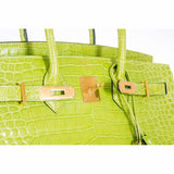 Hermes Birkin 35 Vert Anis Green Crocodile Gold Hardware