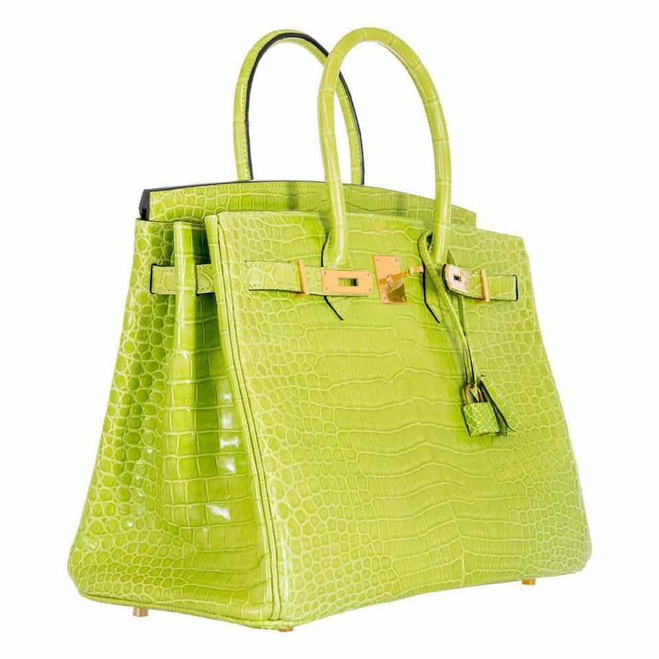 Hermes Birkin 35 Vert Anis Green Crocodile Gold Hardware