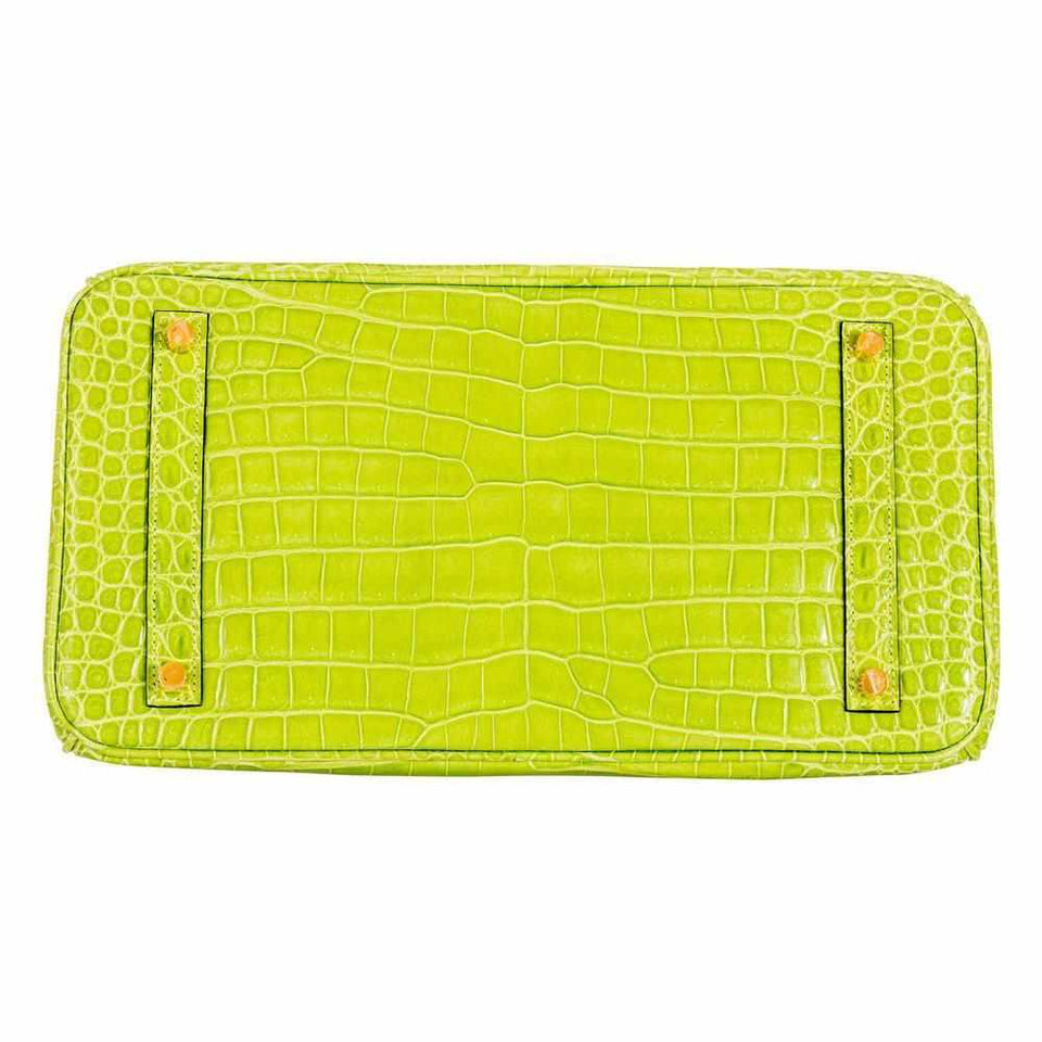 Hermes Birkin 35 Vert Anis Green Crocodile Gold Hardware