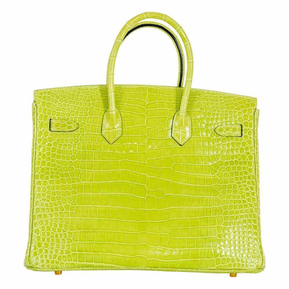 Hermes Birkin 35 Vert Anis Green Crocodile Gold Hardware