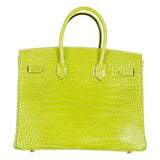 Hermes Birkin 35 Vert Anis Green Crocodile Gold Hardware