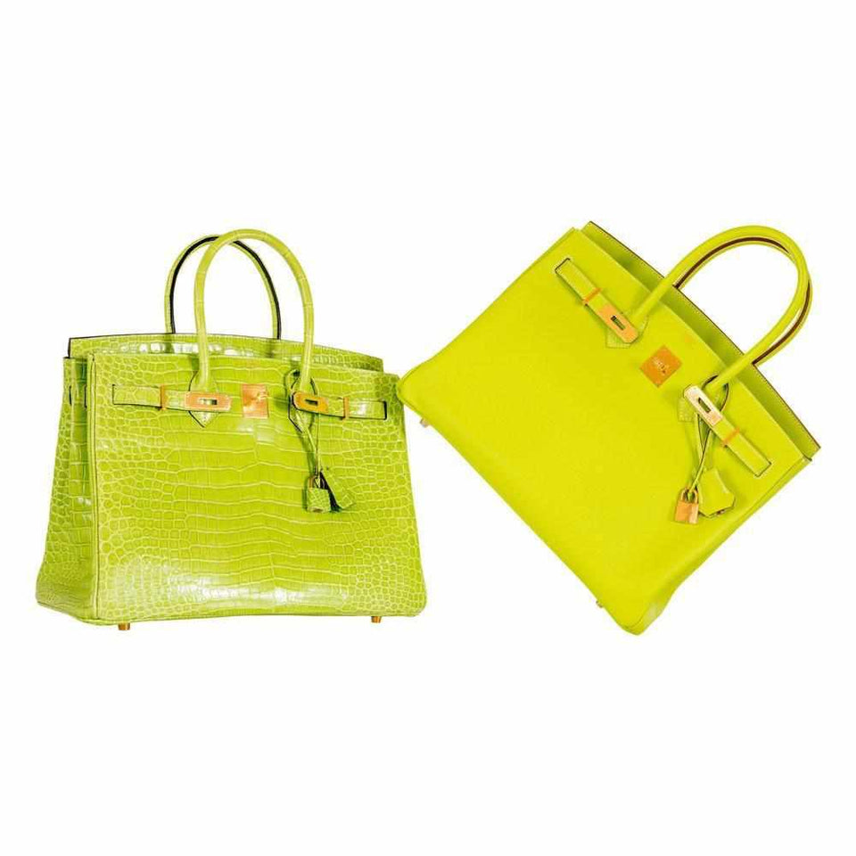 Hermes Birkin 35 Vert Anis Green Crocodile Gold Hardware