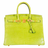 Hermes Birkin 35 Vert Anis Green Crocodile Gold Hardware