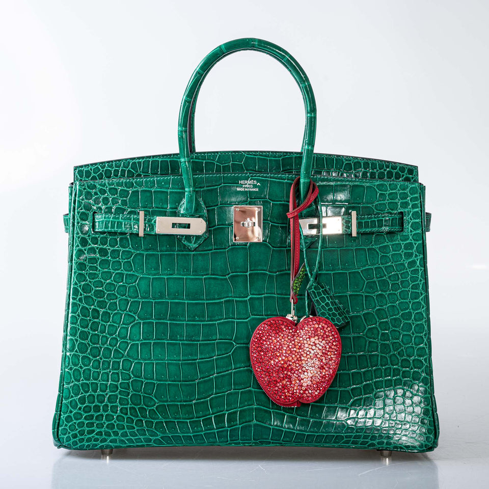 Hermes Birkin 35 Vert Emerald Porosus Crocodile Palladium Hardware