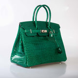 Hermes Birkin 35 Vert Emerald Porosus Crocodile Palladium Hardware