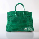 Hermes Birkin 35 Vert Emerald Porosus Crocodile Palladium Hardware