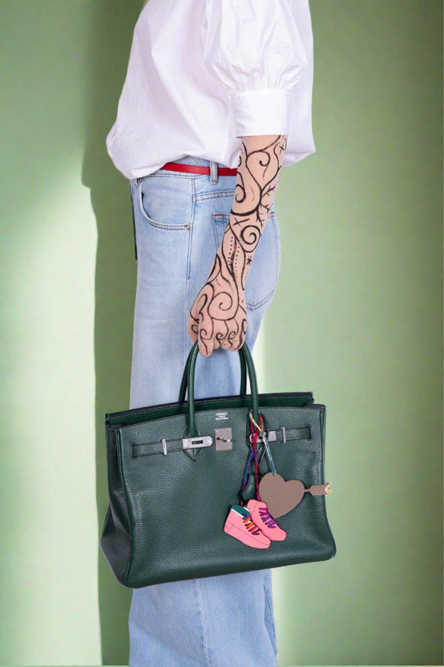 Hermes Birkin 35 Vert Fonce Ardenne Palladium Hardware