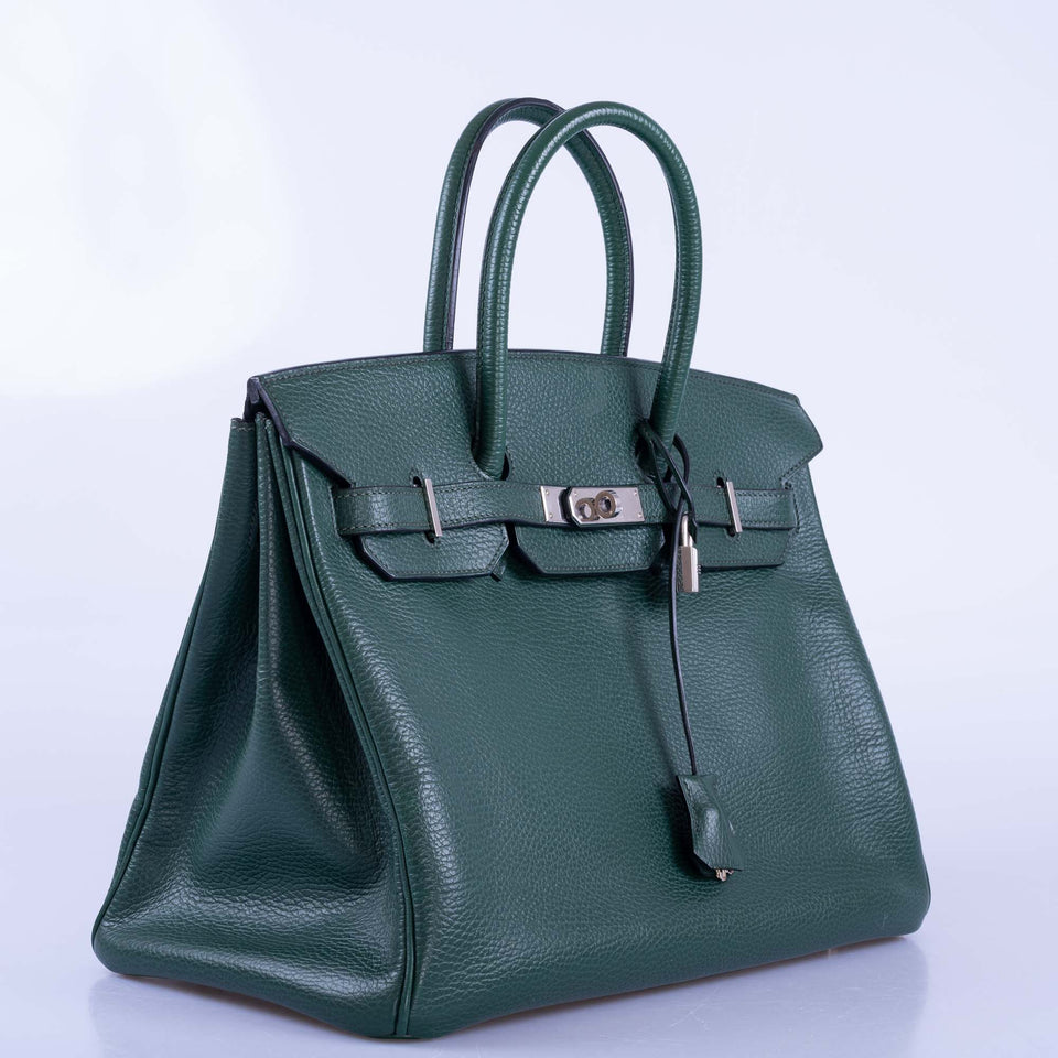 Hermes Birkin 35 Vert Fonce Ardenne Palladium Hardware