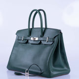 Hermes Birkin 35 Vert Fonce Ardenne Palladium Hardware