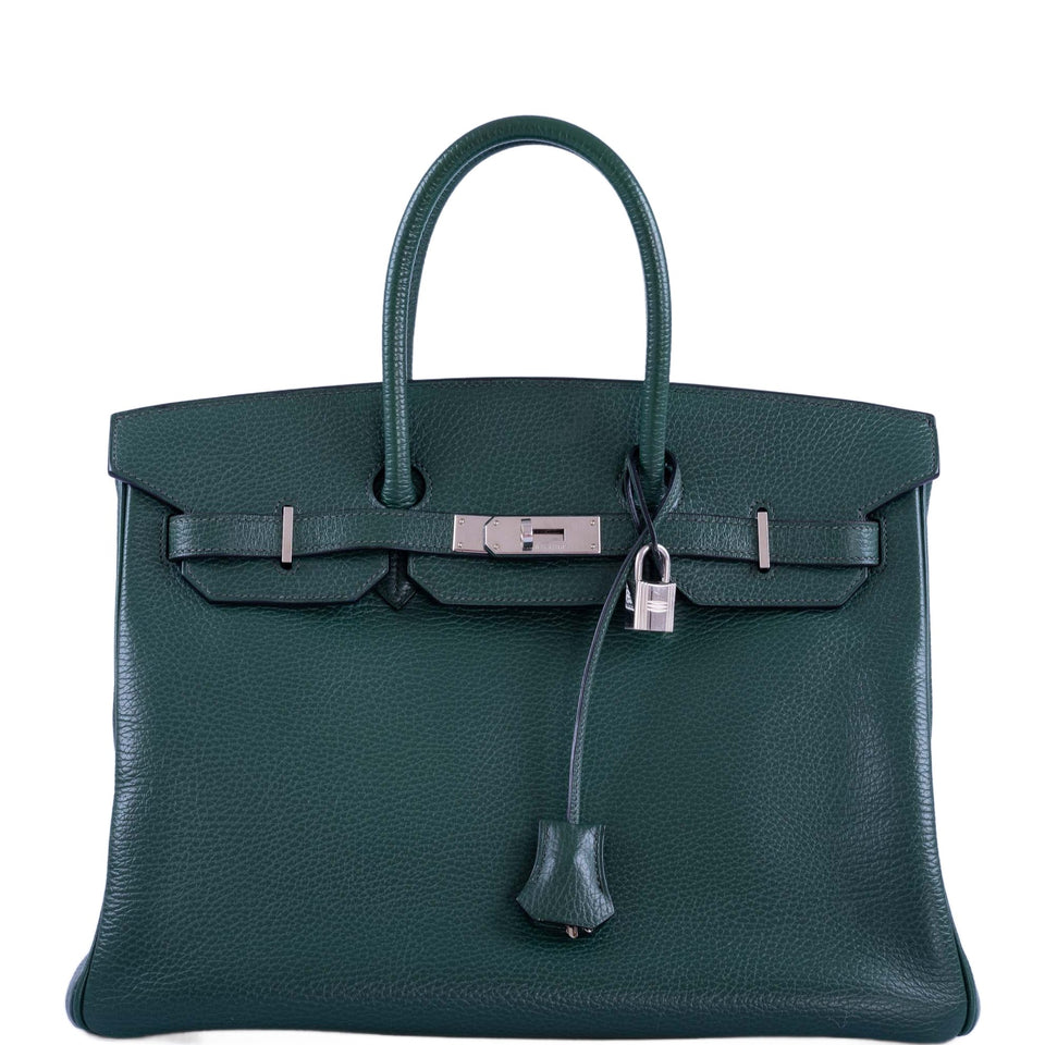 Hermes Birkin 35 Vert Fonce Ardenne Palladium Hardware