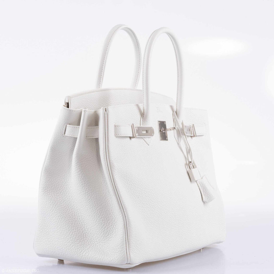 Hermes Birkin 35 White Clemence Palladium Hardware