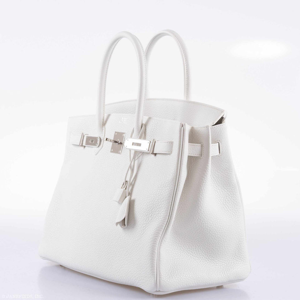 Hermes Birkin 35 White Clemence Palladium Hardware