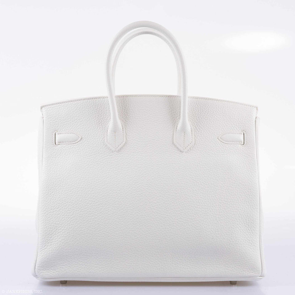 Hermes Birkin 35 White Clemence Palladium Hardware