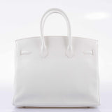 Hermes Birkin 35 White Clemence Palladium Hardware