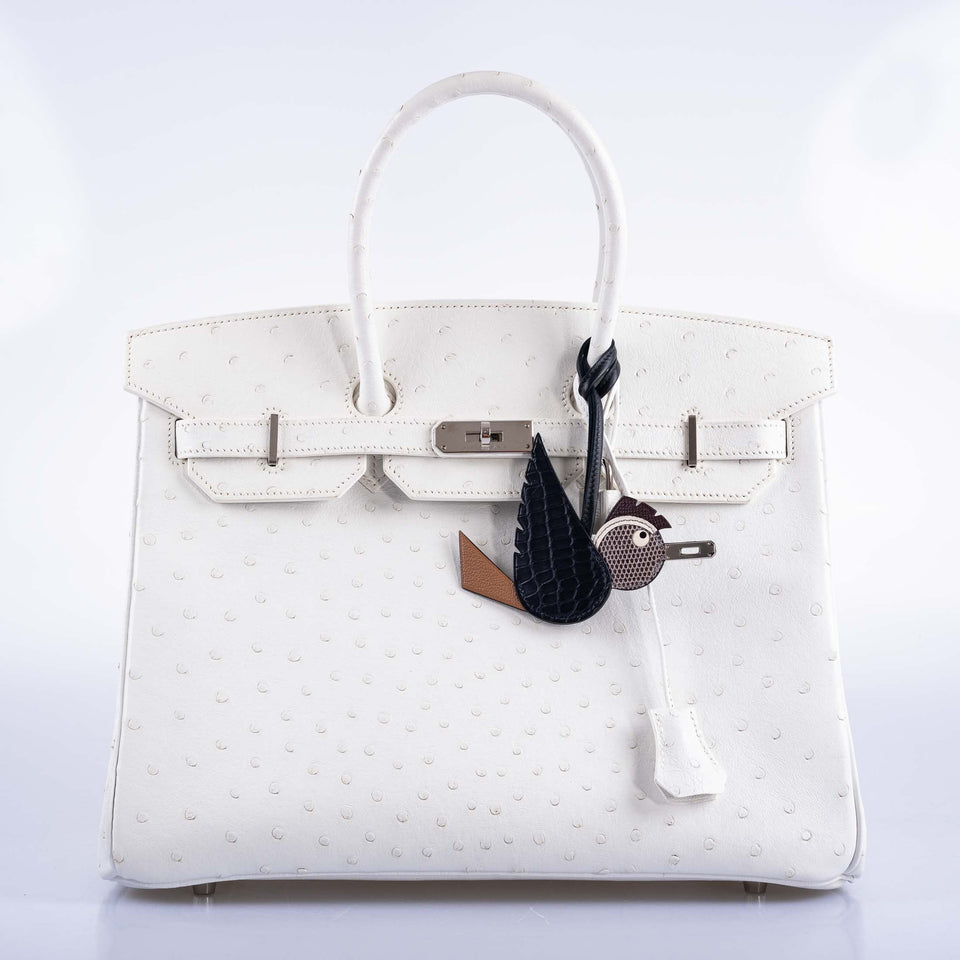 Hermes Birkin 35 White Ostrich with Palladium Hardware