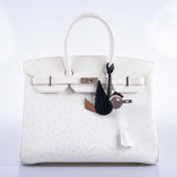 Hermes Birkin 35 White Ostrich with Palladium Hardware