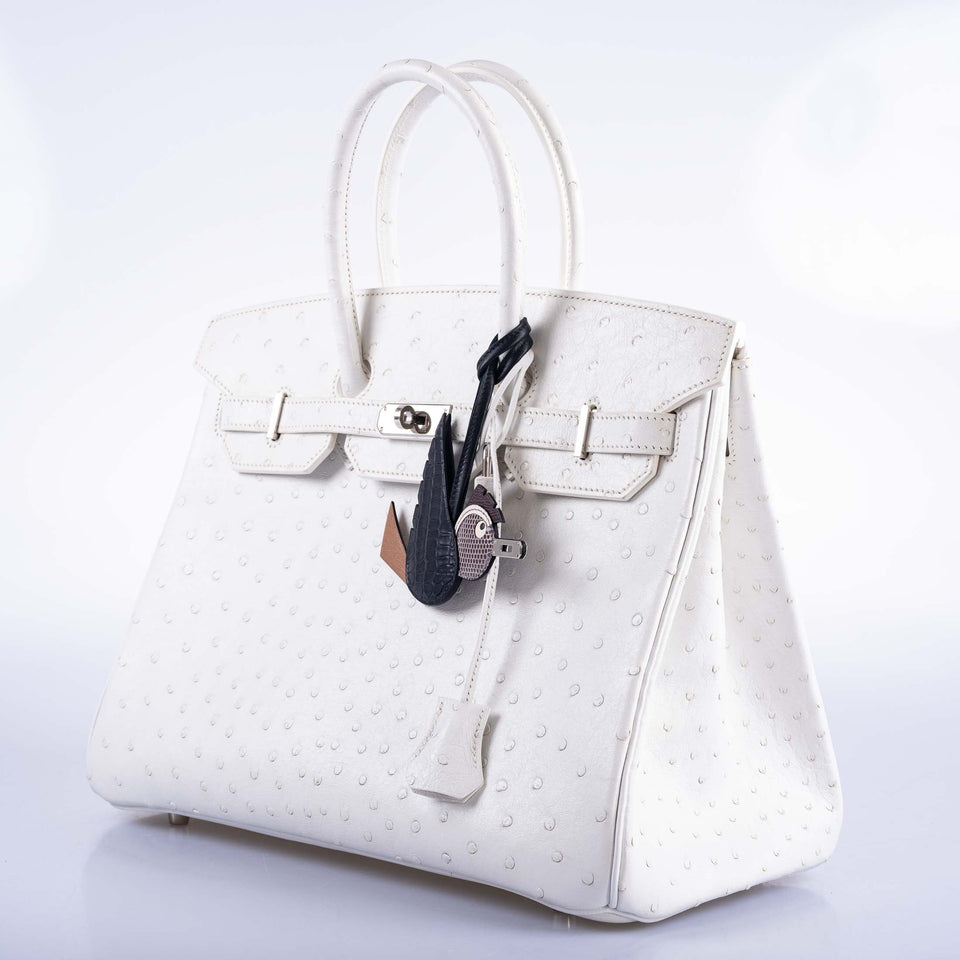 Hermes Birkin 35 White Ostrich with Palladium Hardware