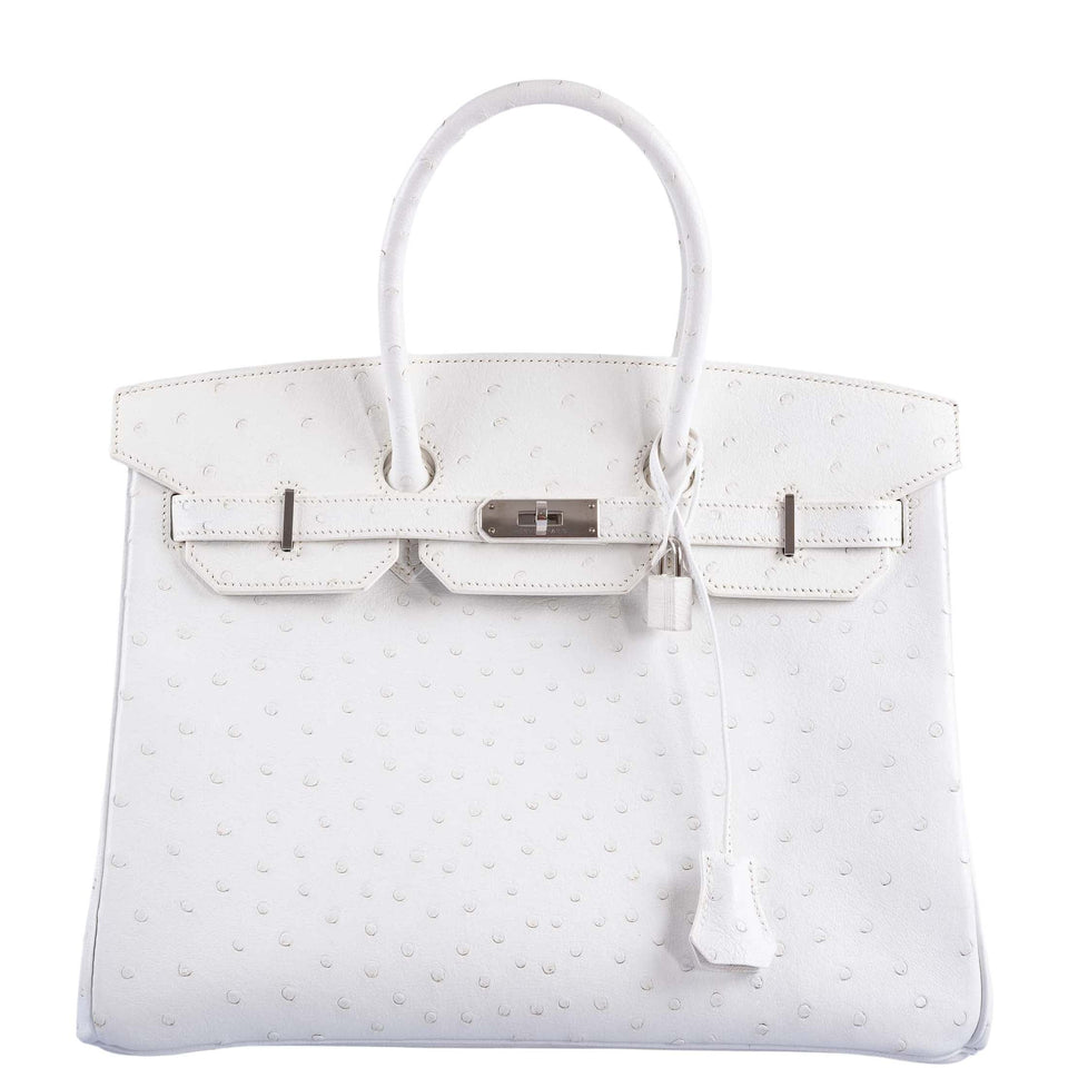 Hermes Birkin 35 White Ostrich with Palladium Hardware