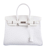 Hermes Birkin 35 White Ostrich with Palladium Hardware