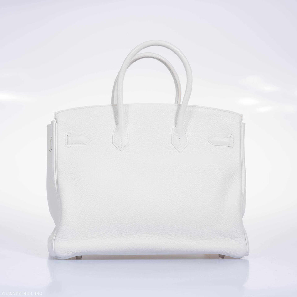 Hermes Birkin 35 White Taurillon Clemence Palladium Hardware