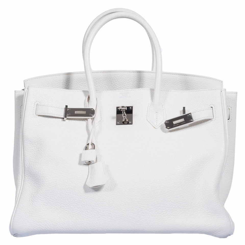 Hermes Birkin 35 White Taurillon Clemence Palladium Hardware