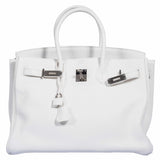 Hermes Birkin 35 White Taurillon Clemence Palladium Hardware