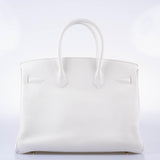 Hermes Birkin 35 White White Clemence Gold Hardware - 2016, X