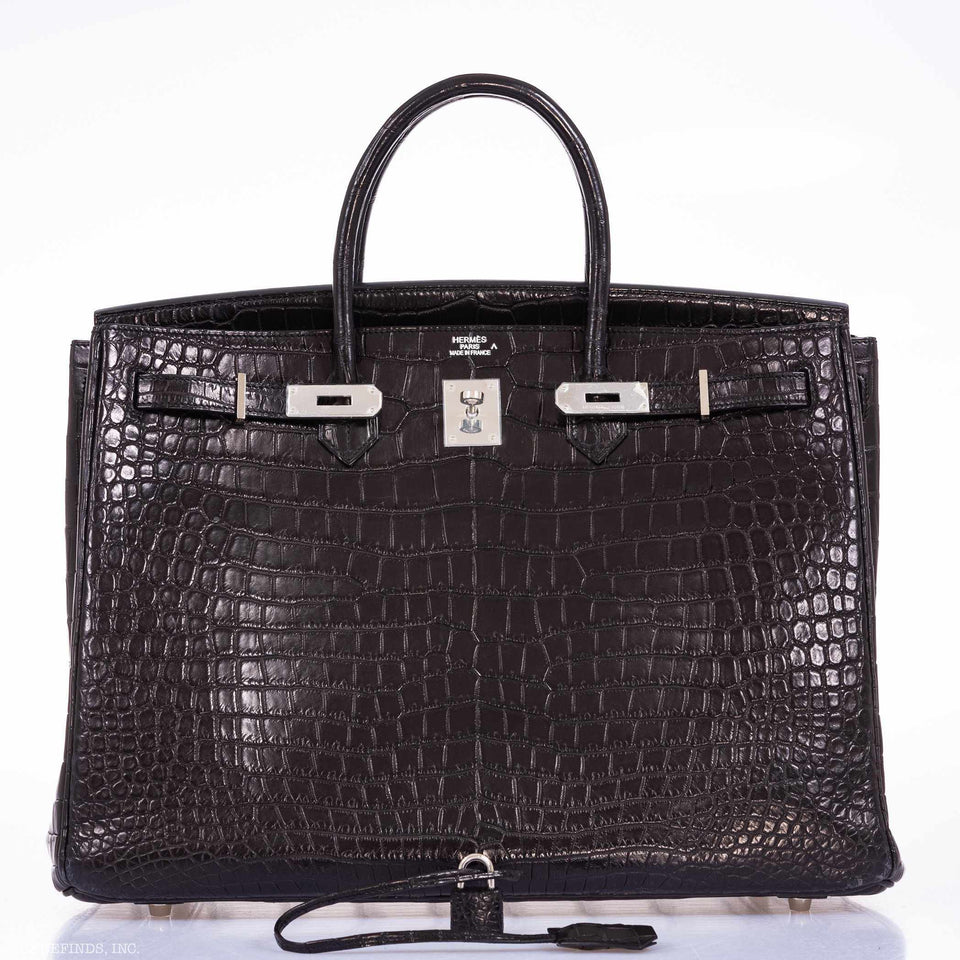 Hermes Birkin 40 Black Matte Crocodile Porosus Palladium Hardware