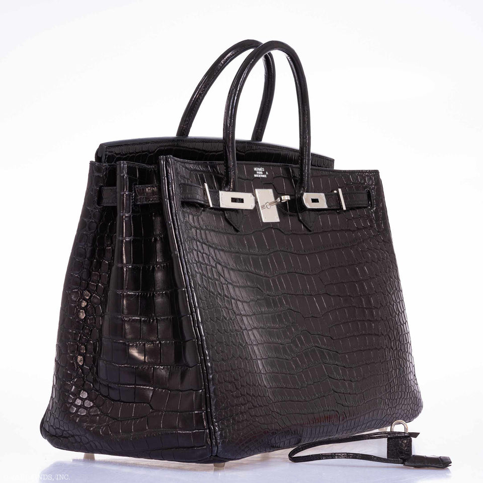 Hermes Birkin 40 Black Matte Crocodile Porosus Palladium Hardware