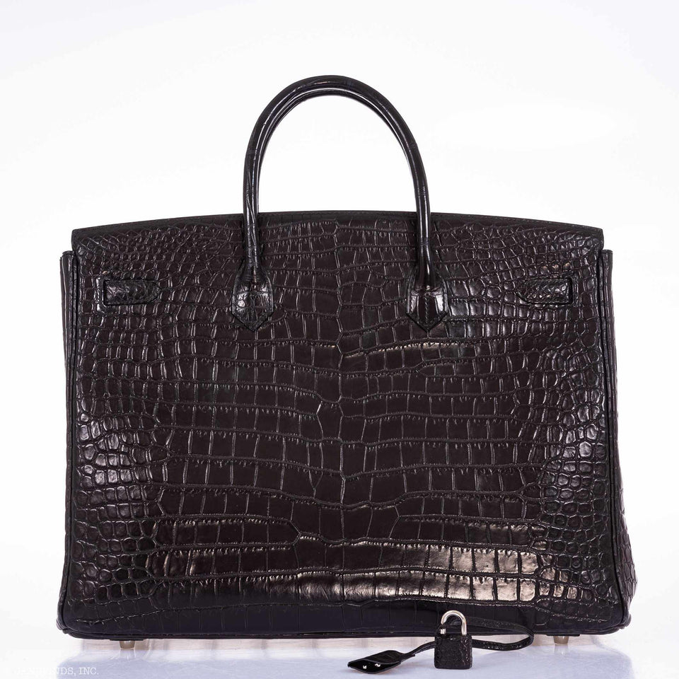 Hermes Birkin 40 Black Matte Crocodile Porosus Palladium Hardware