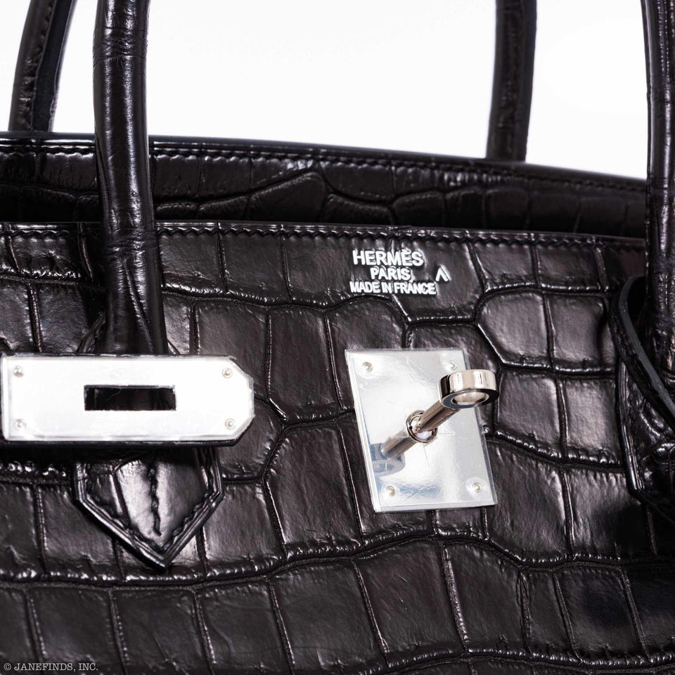 Hermes Birkin 40 Black Matte Crocodile Porosus Palladium Hardware
