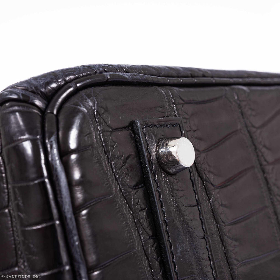 Hermes Birkin 40 Black Matte Crocodile Porosus Palladium Hardware