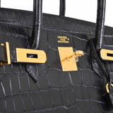 Hermes Birkin 40 Black Matte Porosus Crocodile Gold Hardware
