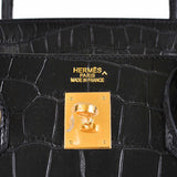 Hermes Birkin 40 Black Matte Porosus Crocodile Gold Hardware