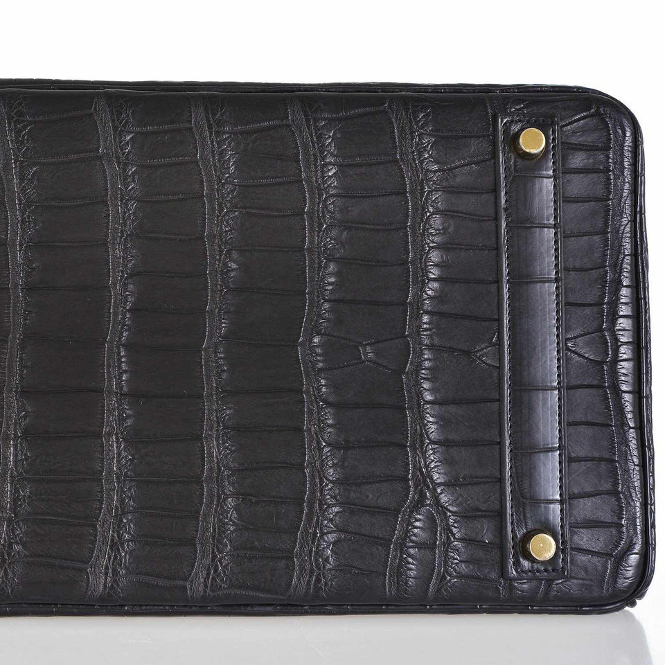 Hermes Birkin 40 Black Matte Porosus Crocodile Gold Hardware