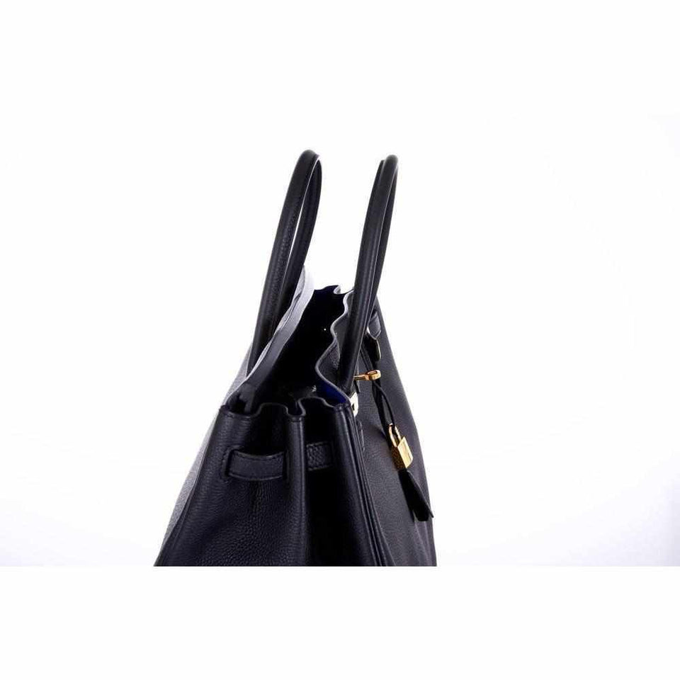 Hermes Birkin 40 Black With Bleu Electric Interior Togo Gold Hardware