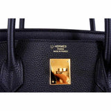 Hermes Birkin 40 Black With Bleu Electric Interior Togo Gold Hardware