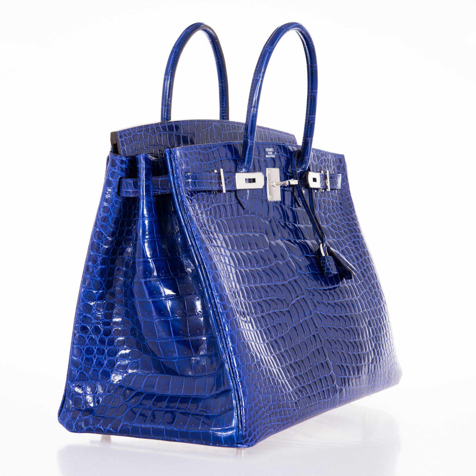 Hermes Birkin 40 Blue Electric Crocodile Porosus Palladium Hardware