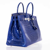 Hermes Birkin 40 Blue Electric Crocodile Porosus Palladium Hardware