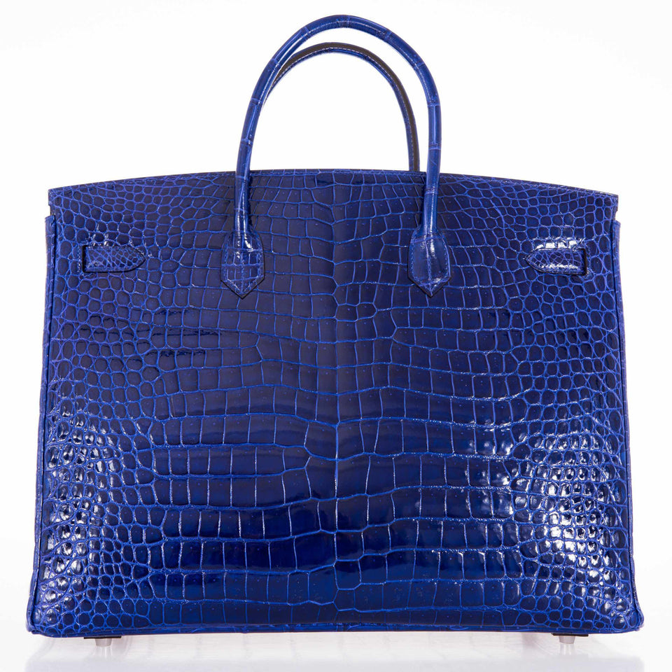 Hermes Birkin 40 Blue Electric Crocodile Porosus Palladium Hardware