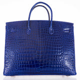 Hermes Birkin 40 Blue Electric Crocodile Porosus Palladium Hardware