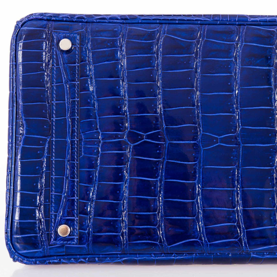 Hermes Birkin 40 Blue Electric Crocodile Porosus Palladium Hardware