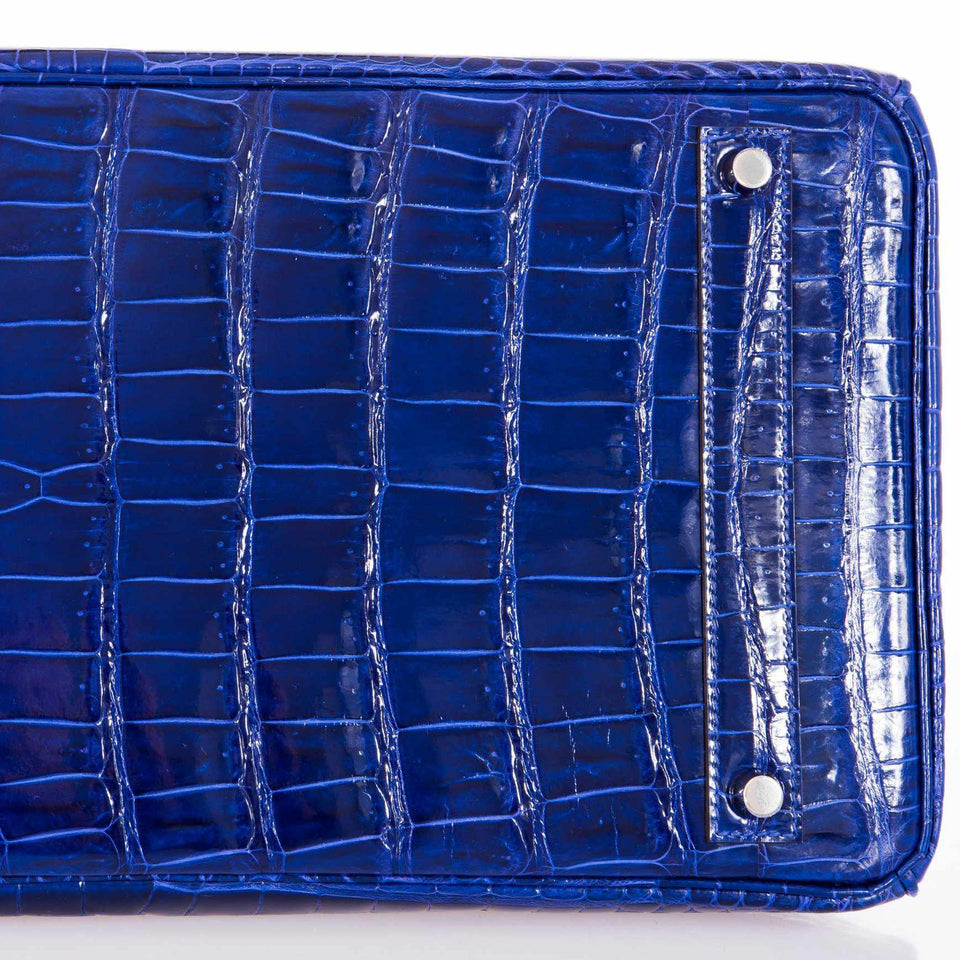 Hermes Birkin 40 Blue Electric Crocodile Porosus Palladium Hardware