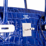 Hermes Birkin 40 Blue Electric Crocodile Porosus Palladium Hardware