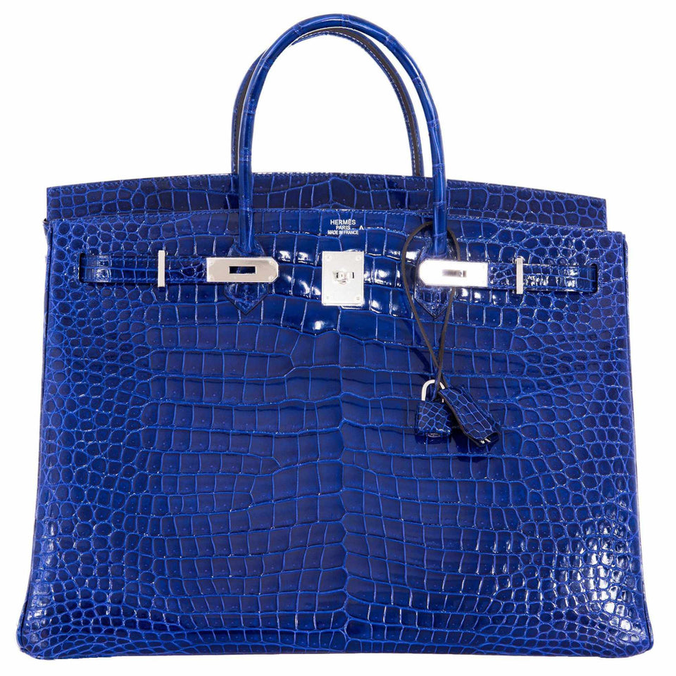 Hermes Birkin 40 Blue Electric Crocodile Porosus Palladium Hardware