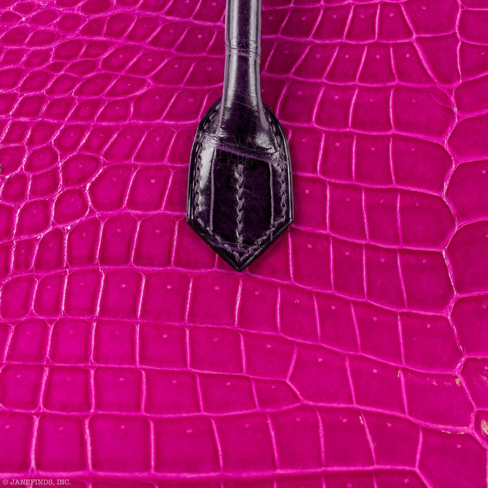 Hermes Birkin 40 Blue Electric, Rose Scheherazade, and Cassis Shiny Porosus Crocodile Palladium Hardware