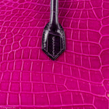 Hermes Birkin 40 Blue Electric, Rose Scheherazade, and Cassis Shiny Porosus Crocodile Palladium Hardware